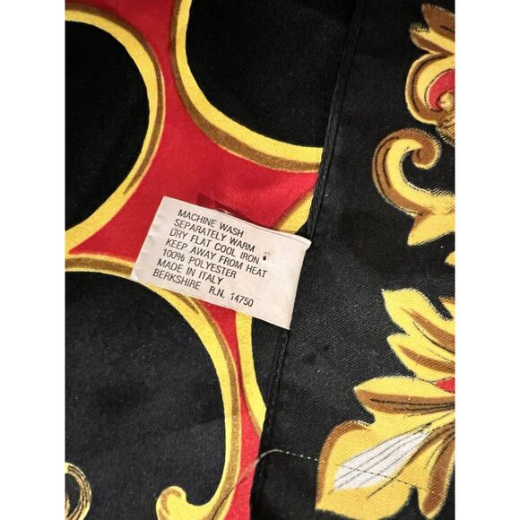 Challis Berkshire Large Scarf Shawl Black Red Yellow Multi Color Floral Scroll - Picture 8 of 8